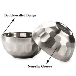 Okllen 6 Pack 18/8 Stainless Steel Bowl Set, 15 Oz Non-slip Snack Bowls Double-walled Insulated Soup Bowl, Dinner Serving Bowls Dessert Bowls for Ice Cream, Cereal, Rice