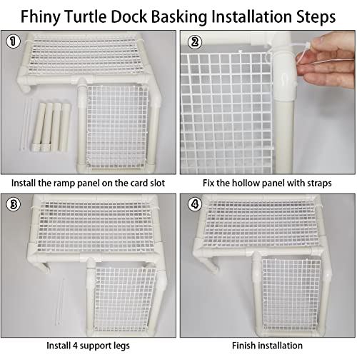 Fhiny Turtle Basking Platform, Tortoise Dock Plastic Resting Terrace Climbing Ramp Reptiles Habitat Terrarium Accessories Decor for Newts Lizard Gecko Hermit Crab