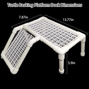 Fhiny Turtle Basking Platform, Tortoise Dock Plastic Resting Terrace Climbing Ramp Reptiles Habitat Terrarium Accessories Decor for Newts Lizard Gecko Hermit Crab