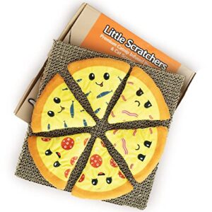 little scratchers pizza cat toys (large) - includes 6 pizza catnip toys & thick cardboard cat scratch pad, cat gift set, funny cat gifts for christmas, cat birthday toys, cute cat scratcher toys