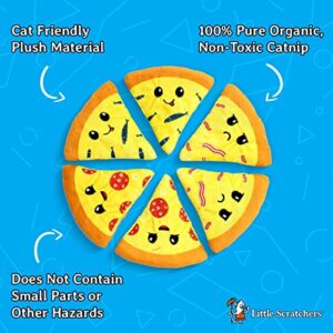 Little Scratchers Pizza Cat Toys (Large) - Includes 6 Pizza Catnip Toys & Thick Cardboard Cat Scratch Pad, Cat Gift Set, Funny Cat Gifts for Christmas, Cat Birthday Toys, Cute Cat Scratcher Toys