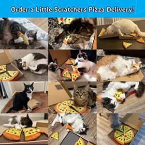 Little Scratchers Pizza Cat Toys (Large) - Includes 6 Pizza Catnip Toys & Thick Cardboard Cat Scratch Pad, Cat Gift Set, Funny Cat Gifts for Christmas, Cat Birthday Toys, Cute Cat Scratcher Toys