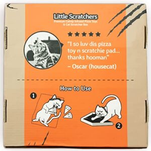 Little Scratchers Pizza Cat Toys (Large) - Includes 6 Pizza Catnip Toys & Thick Cardboard Cat Scratch Pad, Cat Gift Set, Funny Cat Gifts for Christmas, Cat Birthday Toys, Cute Cat Scratcher Toys