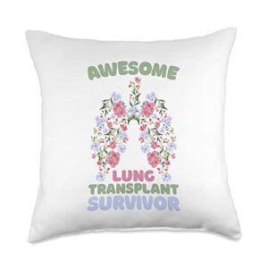 Organ Transplant Gifts for Men & Women Awesome Lung Transplant Survivor Throw Pillow, 18x18, Multicolor