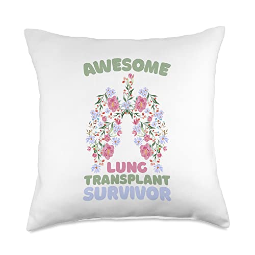 Organ Transplant Gifts for Men & Women Awesome Lung Transplant Survivor Throw Pillow, 18x18, Multicolor