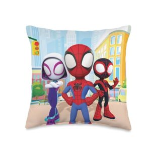 marvel amazing friends spidey team group throw pillow, 16x16, multicolor