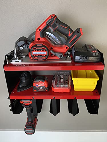 Zu Homes Power Tool Organizer Cordless Tool Storage Rack Garage Tool Organizer Power Drill Holder Power Saw Organizer Wall Mount Tool Box