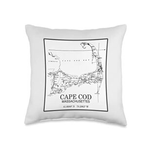 vintage the cape gifts massachusetts boston hyannis dennis ocean cape ma cod throw pillow, 16x16, multicolor