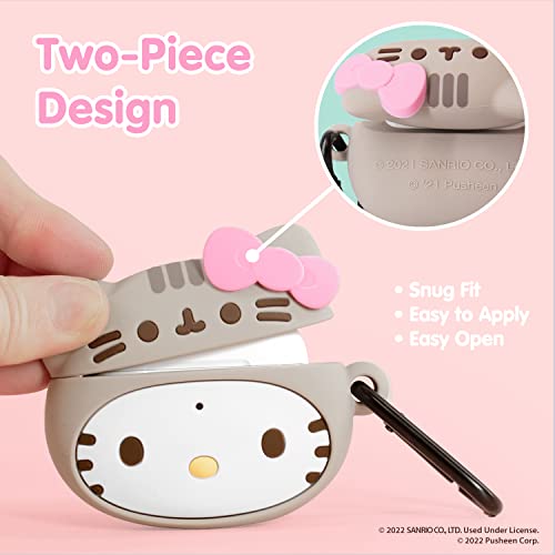 iFace Cute AirPods Pro/Pro 2 Case - Hello Kitty x Pusheen Silicone Character Figure Cover [Keychain Clip Included] [Wireless Charging Compatible]