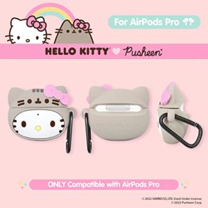 iFace Cute AirPods Pro/Pro 2 Case - Hello Kitty x Pusheen Silicone Character Figure Cover [Keychain Clip Included] [Wireless Charging Compatible]