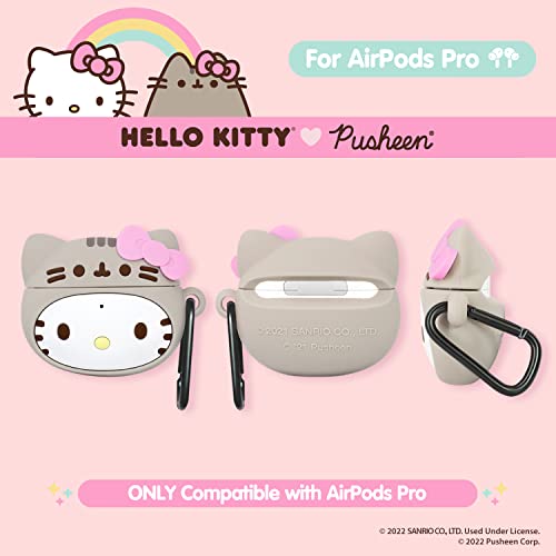 iFace Cute AirPods Pro/Pro 2 Case - Hello Kitty x Pusheen Silicone Character Figure Cover [Keychain Clip Included] [Wireless Charging Compatible]