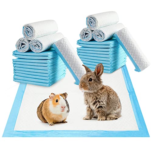 Fhiny Rabbit Pee Pads, 18" x 24" 50 PCS Guinea Pig Disposable Cage Liner Leak-Proof Super Absorbent Potty Training Pad with Quick-Dry Surface for Bunny Cat Puppy or Other Small Animals