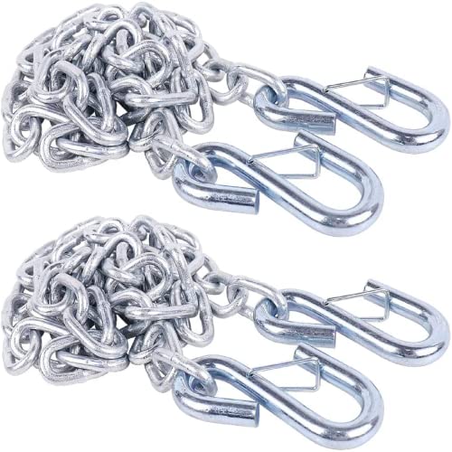 Tnyeobae 48" Trailer Safety Chain with 3/16" Spring Hook,Grade-30 Metal Safety Chain Kit 2000 lbs(Pack of 2)