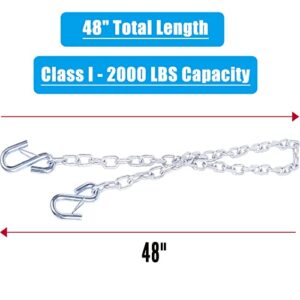 Tnyeobae 48" Trailer Safety Chain with 3/16" Spring Hook,Grade-30 Metal Safety Chain Kit 2000 lbs(Pack of 2)