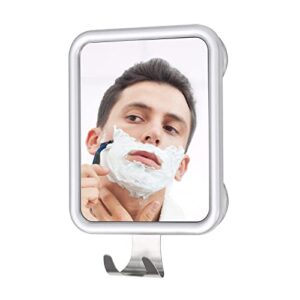 ettori shower mirror fogless for shaving- with 4 suctions, anti fog mirror for shower, bathroom, vanity, bathtub, razor holder for men