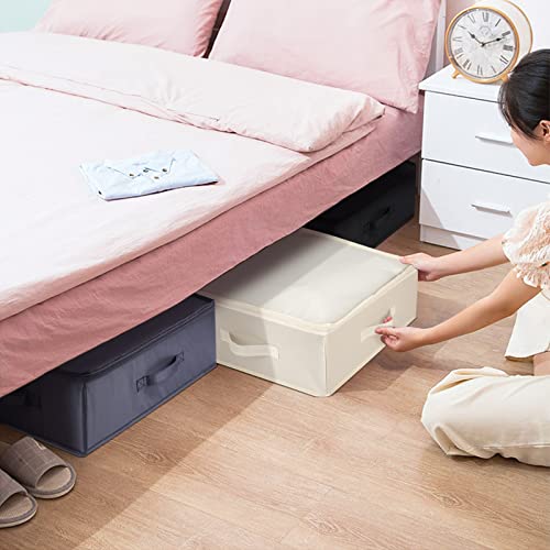 NesTidy 2 Pack Under Bed Storage, 32x17x6 Inch Fabric Under Bed Storage Containers with Side Wall and Hard Bottom, Under The Bed Storage with Handles and Lid for Clothes, Toys, Blanket storage (Gery)