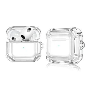 clear case for airpods 3 2021 3rd generation case cover for women men premium skin silicone full protective case cover for airpod 3 gen with keychain, clear
