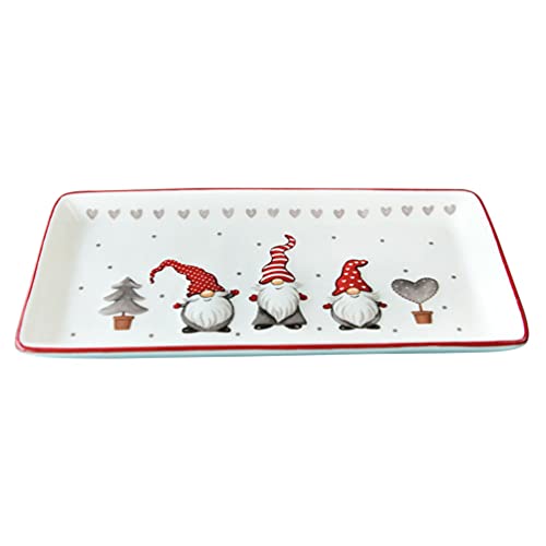 Rectangular Platters Porcelain Serving Plates Christmas Gnomes for Serving Salad Pasta Cheese Appetizer Ham Dishwasher Safe