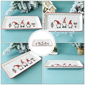 Rectangular Platters Porcelain Serving Plates Christmas Gnomes for Serving Salad Pasta Cheese Appetizer Ham Dishwasher Safe