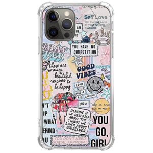 elifi edeal inspirational quote collage case for iphone 12 pro max, cute beige creative dreamy wall cover for girls boys women men, unique trendy tpu bumper cover case for iphone 12 pro max