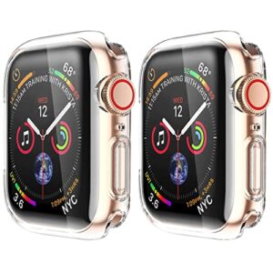 hankn 2 pack 45mm clear screen protector case for apple watch series 9 8 7 45mm case, soft tpu full coverage front protective shockproof iwatch bumper cover (clear+clear, 45mm)