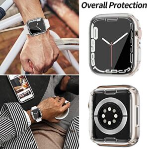 HANKN 2 Pack 45mm Clear Screen Protector Case for Apple Watch Series 9 8 7 45mm Case, Soft TPU Full Coverage Front Protective Shockproof iWatch Bumper Cover (Clear+Clear, 45mm)