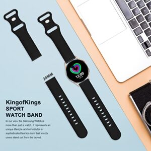 20mm Watch Bands Compatible with Samsung Galaxy Watch 6/Classic, 4/Classic Band 40mm 42mm 44mm 46mm, Watch Active 2 40mm 44mm/Watch 3 41mm, Soft Silicone Bands Elastic Replacement Galaxy Strap