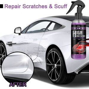 High Protection 3 in 1 Ceramic Coating Spray, High Protection Crystal Coating, Quick Waxing Polishing, Glass Cleaning, Plastic Trim Renovation, Long Lasting Gloss - 3 in 1 formula (2pc 100ml + brush cloth)