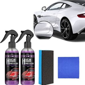 High Protection 3 in 1 Ceramic Coating Spray, High Protection Crystal Coating, Quick Waxing Polishing, Glass Cleaning, Plastic Trim Renovation, Long Lasting Gloss - 3 in 1 formula (2pc 100ml + brush cloth)