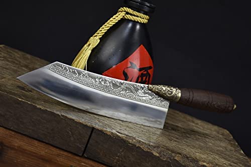 KITORY Handmade Kiritsuke Knife Chef Knife 8 inch Vegetable Cleaver for slicing sushi, High Carbon Steel Kitchen Knife Dragon Pattern Blade, Wenge Wood Handle, Longquan Knife with Gift Box for Home