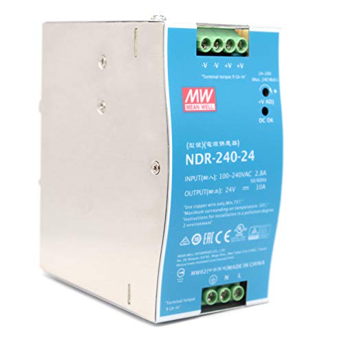 Mean Well NDR-240-24 240W 24VDC 10A AC/DC Industrial DIN Rail Power Supply Single Output Provided by KAINSC Products