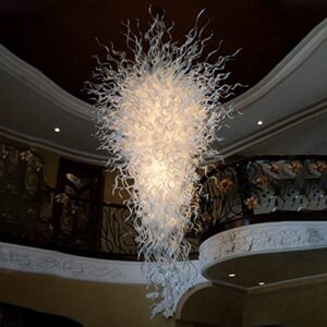 alioth white crystal chandelier, blown glass chandelier light fixture for bedroom, hallway, bar, kitchen, bathroom 40" x 54"
