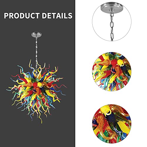 Alioth Hand Blown Glass Chandeliers, Luxury Ceiling Light Fixture, Art Murano Glass Chandelier Light for Dining Room, Living Room 20" x 20"