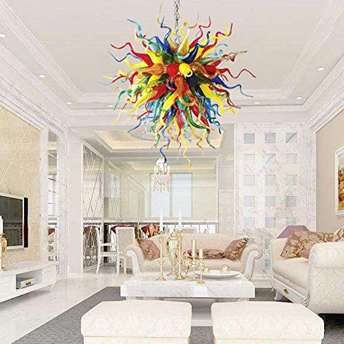 Alioth Hand Blown Glass Chandeliers, Luxury Ceiling Light Fixture, Art Murano Glass Chandelier Light for Dining Room, Living Room 20" x 20"