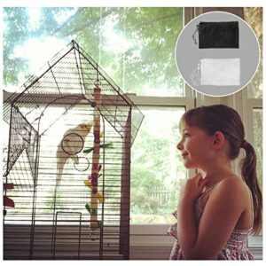 BKDMZZMY Bird Cage Seed Catcher, 2 Pack Large Bird Cage Covers, Birdcage Nylon Mesh with Swing Stretchy Shell Adjustable Drawstring Parrot Cage Skirt Traps Cage Soft Airy Net (White and Black)