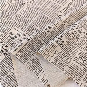 sheicon newspaper printed fabric by the yard cotton linen blend material 60" wide decorative fabric for diy crafts projects color newspaper brown size 1 yard