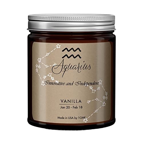 1OAK Aquarius Candle - Zodiac Candle - Aquarius Gifts for Women - Zodiac Gifts - Astrology Gifts for Women - February Birthday Gifts for Women - Aquarius Birthday Gifts