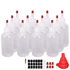 belinlen 12 pack 6-ounce plastic squeeze bottles with 12pcs red tip caps and measurement - good for crafts, art, glue, multi purpose set of 12 with 1 red funnel