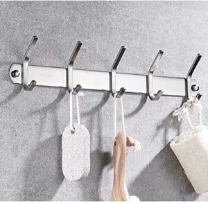 yisman coat rack wall mounted stainless steel clothes hanger with 6 double dual hooks, use for towel hat purse clothes jacket backpack (set of 2)