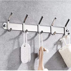 YISMAN Coat Rack Wall Mounted Stainless Steel Clothes Hanger with 6 Double Dual Hooks, Use for Towel Hat Purse Clothes Jacket Backpack (Set of 2)