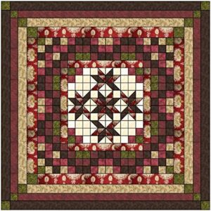 material maven easy quilt kit nine patch star lily burgandy & brown/precut/ready to sew!!, multi color, 69x69