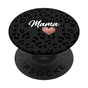 mama heart black leopard cute love matching family mom mommy popsockets swappable popgrip