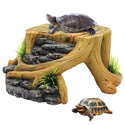 Turtle Basking Platform,Tortoise Resin Resting Reptile Habitat Ornament Aquarium Turtle Tank Decorations Reptile Hide Floating Ledge Resting Terrace for Turtles,Bearded Dragons,Lizard,Newts (Shape 2)