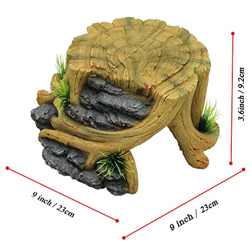 Turtle Basking Platform,Tortoise Resin Resting Reptile Habitat Ornament Aquarium Turtle Tank Decorations Reptile Hide Floating Ledge Resting Terrace for Turtles,Bearded Dragons,Lizard,Newts (Shape 2)