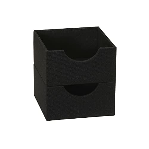 Household Essentials Black Small Square Organizer Boxes for Storage | 2pc Set, 2 Count