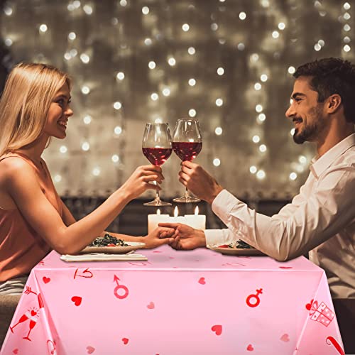 3 Pack Valentine's Day Tablecloth Valentine Tablecloth Valentines Day Party Decoration Plastic Rectangular Love Heart Table Cover Valentines Day Wedding Anniversary Birthday Decor 54 x 108 Inch