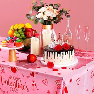 3 Pack Valentine's Day Tablecloth Valentine Tablecloth Valentines Day Party Decoration Plastic Rectangular Love Heart Table Cover Valentines Day Wedding Anniversary Birthday Decor 54 x 108 Inch