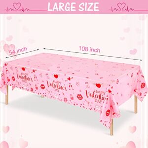 3 Pack Valentine's Day Tablecloth Valentine Tablecloth Valentines Day Party Decoration Plastic Rectangular Love Heart Table Cover Valentines Day Wedding Anniversary Birthday Decor 54 x 108 Inch