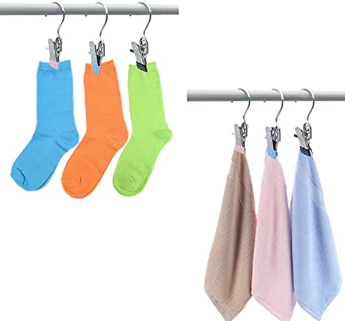 15 Pcs Laundry Hanging Hooks Set, Stainless Steel Hanging Hold Clips Portable Stainless Steel Home Travel Hangers Clips