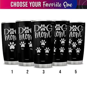 Wassmin Personalized Dog Mom Tumbler Cup With Lid 20oz 30oz Cats Double Wall Vacuum Insulated Tumblers Coffee Travel Mug Birthday Christmas Mothers Day Customized Gifts Women Lover Pet Owner (2 dogs)